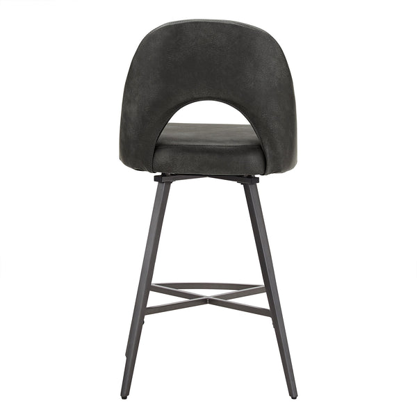Kryston Retro Swivel Counterstools Set of Two with Cutout Back and Foam Cushion Seat