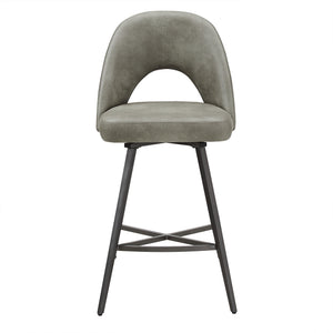 Kryston Retro Swivel Counterstools Set of Two with Cutout Back and Foam Cushion Seat