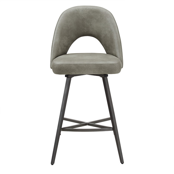Kryston Retro Swivel Counterstools Set of Two with Cutout Back and Foam Cushion Seat