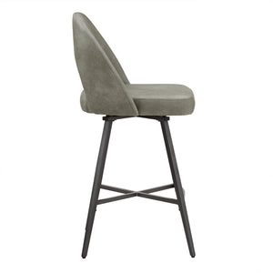 Kryston Retro Swivel Counterstools Set of Two with Cutout Back and Foam Cushion Seat
