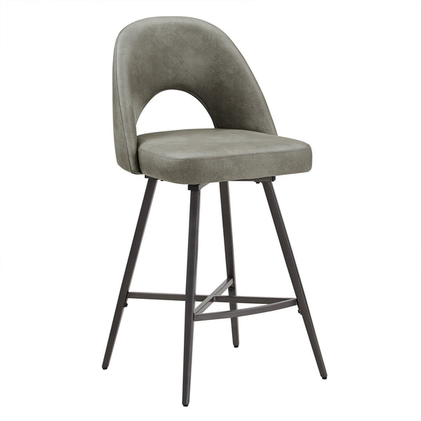 Kryston Retro Swivel Counterstools Set of Two with Cutout Back and Foam Cushion Seat