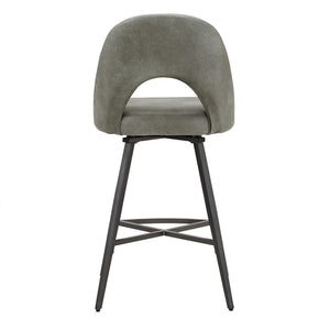 Kryston Retro Swivel Counterstools Set of Two with Cutout Back and Foam Cushion Seat