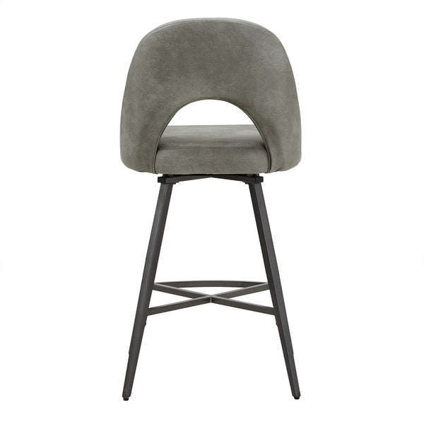 Kryston Retro Swivel Counterstools Set of Two with Cutout Back and Foam Cushion Seat