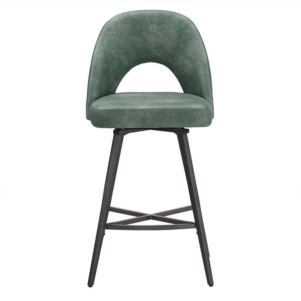 Homelegance Kryston Retro Swivel Counterstools Set of Two with Cutout Back and Foam Cushion Seat Grey / Teal 634SW-24TLPU