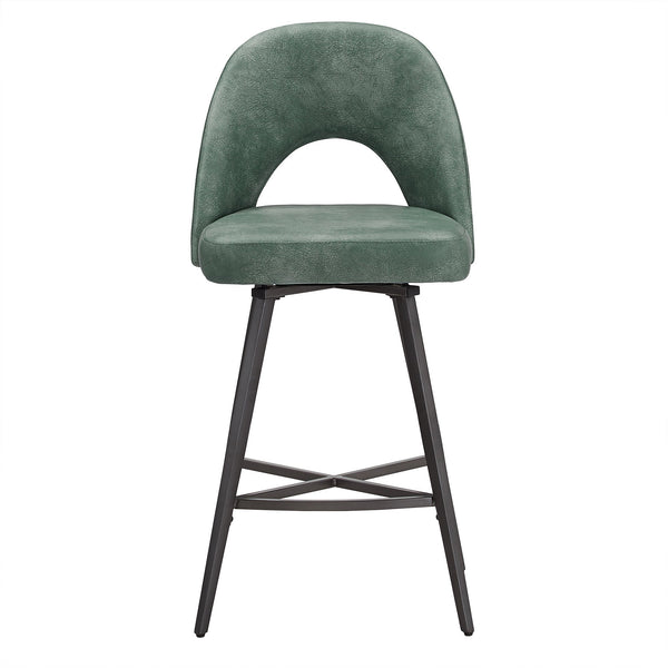 Homelegance Kryston Retro Swivel Counterstools Set of Two with Cutout Back and Foam Cushion Seat Grey / Teal 634SW-24TLPU