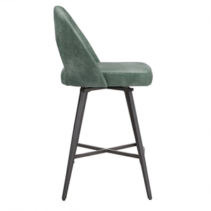 Kryston Retro Swivel Counterstools Set of Two with Cutout Back and Foam Cushion Seat