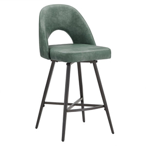 Kryston Retro Swivel Counterstools Set of Two with Cutout Back and Foam Cushion Seat