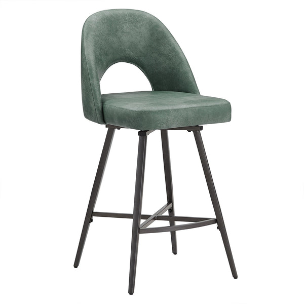 Kryston Retro Swivel Counterstools Set of Two with Cutout Back and Foam Cushion Seat