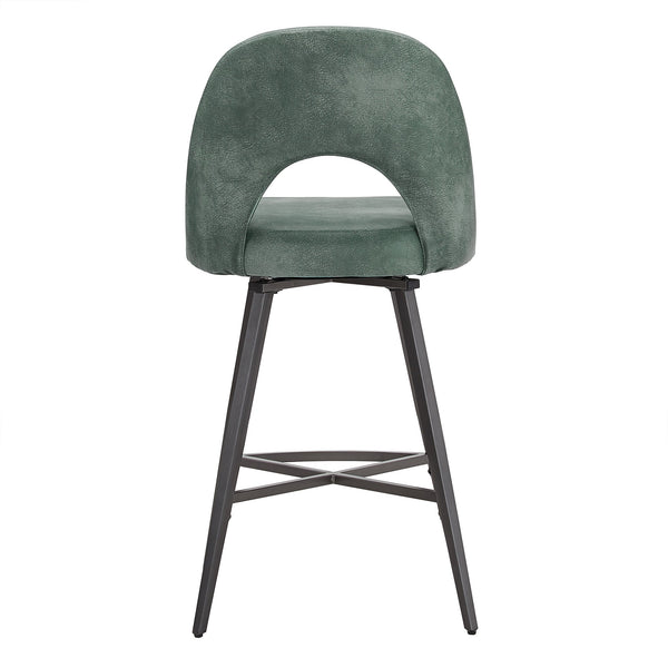 Kryston Retro Swivel Counterstools Set of Two with Cutout Back and Foam Cushion Seat