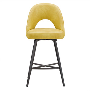 Kryston Retro Swivel Counterstools Set of Two with Cutout Back and Foam Cushion Seat