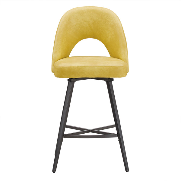 Kryston Retro Swivel Counterstools Set of Two with Cutout Back and Foam Cushion Seat