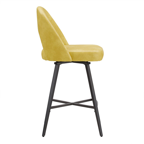 Kryston Retro Swivel Counterstools Set of Two with Cutout Back and Foam Cushion Seat