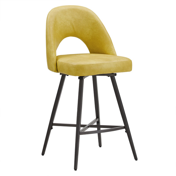 Kryston Retro Swivel Counterstools Set of Two with Cutout Back and Foam Cushion Seat