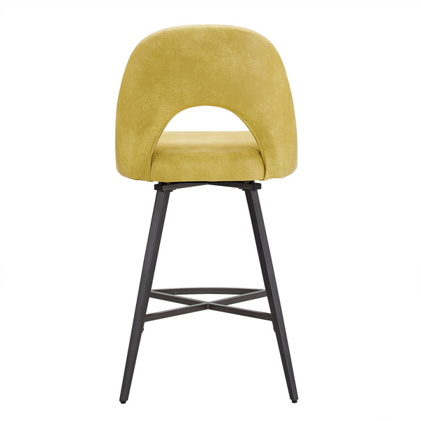 Kryston Retro Swivel Counterstools Set of Two with Cutout Back and Foam Cushion Seat