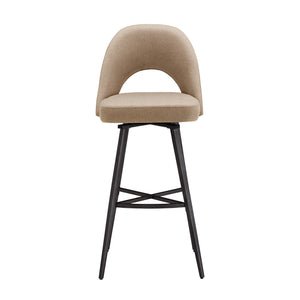 Krista Upholstered Fabric Swivel Stool with Retro Iron Legs for Kitchen or Bar