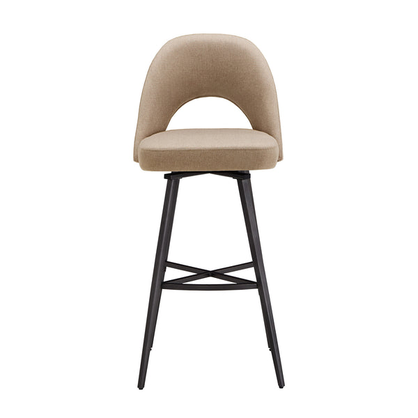Krista Upholstered Fabric Swivel Stool with Retro Iron Legs for Kitchen or Bar