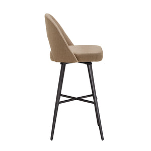 Krista Upholstered Fabric Swivel Stool with Retro Iron Legs for Kitchen or Bar