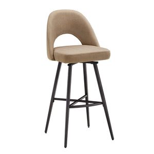 Krista Upholstered Fabric Swivel Stool with Retro Iron Legs for Kitchen or Bar
