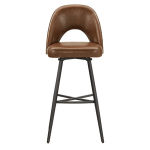 Kryston Swivel Barstools Set of 2 Upholstered Mid-century Iron Legs Kitchen Seating