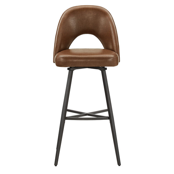 Kryston Swivel Barstools Set of 2 Upholstered Mid-century Iron Legs Kitchen Seating