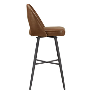 Kryston Swivel Barstools Set of 2 Upholstered Mid-century Iron Legs Kitchen Seating