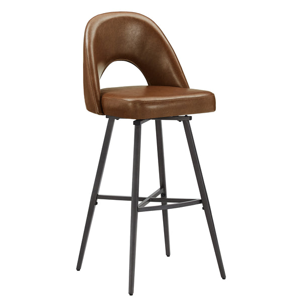 Kryston Swivel Barstools Set of 2 Upholstered Mid-century Iron Legs Kitchen Seating