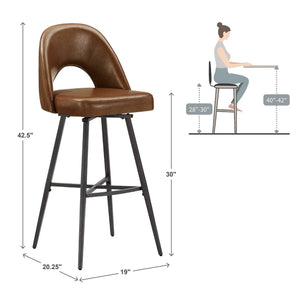 Kryston Swivel Barstools Set of 2 Upholstered Mid-century Iron Legs Kitchen Seating