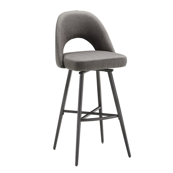 Krista Upholstered Fabric Swivel Stool with Retro Iron Legs for Kitchen or Bar