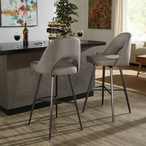 Krista Upholstered Fabric Swivel Stool with Retro Iron Legs for Kitchen or Bar