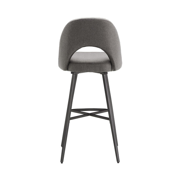 Krista Upholstered Fabric Swivel Stool with Retro Iron Legs for Kitchen or Bar