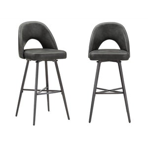 Kryston Swivel Barstools Set of 2 Upholstered Mid-century Iron Legs Kitchen Seating