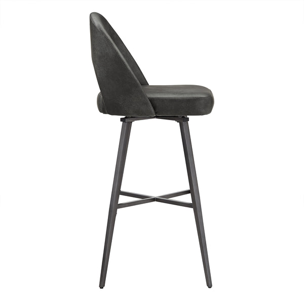 Kryston Swivel Barstools Set of 2 Upholstered Mid-century Iron Legs Kitchen Seating