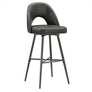 Kryston Swivel Barstools Set of 2 Upholstered Mid-century Iron Legs Kitchen Seating