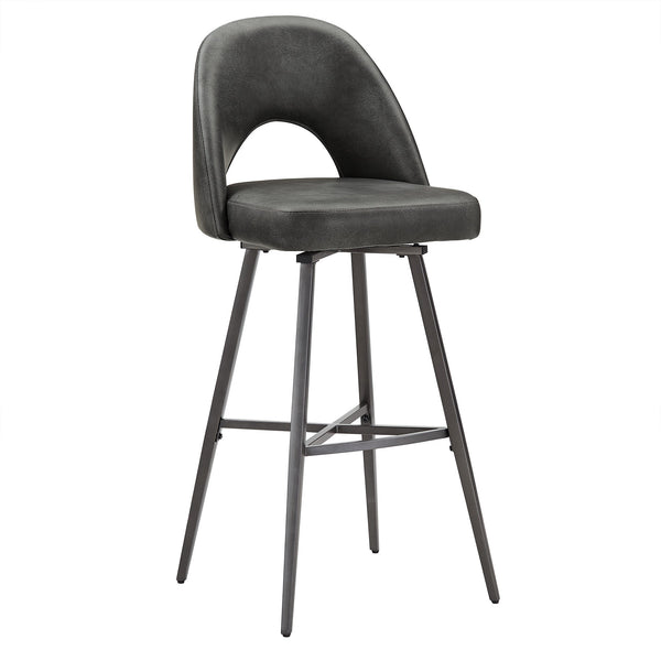 Kryston Swivel Barstools Set of 2 Upholstered Mid-century Iron Legs Kitchen Seating