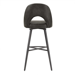Kryston Swivel Barstools Set of 2 Upholstered Mid-century Iron Legs Kitchen Seating