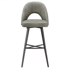 Kryston Swivel Barstools Set of 2 Upholstered Mid-century Iron Legs Kitchen Seating