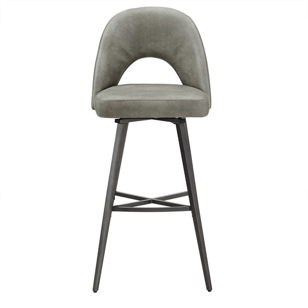 Kryston Swivel Barstools Set of 2 Upholstered Mid-century Iron Legs Kitchen Seating