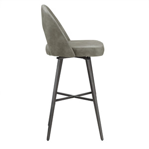 Kryston Swivel Barstools Set of 2 Upholstered Mid-century Iron Legs Kitchen Seating