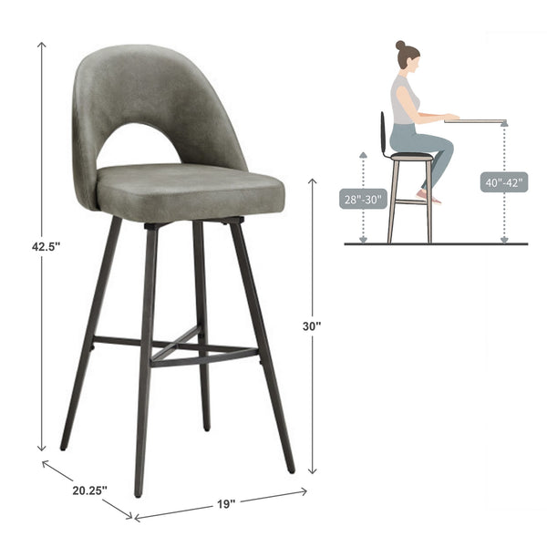 Kryston Swivel Barstools Set of 2 Upholstered Mid-century Iron Legs Kitchen Seating