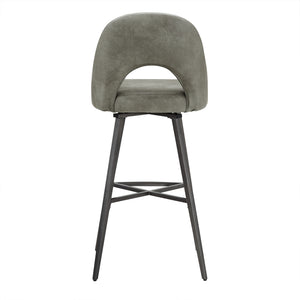 Kryston Swivel Barstools Set of 2 Upholstered Mid-century Iron Legs Kitchen Seating