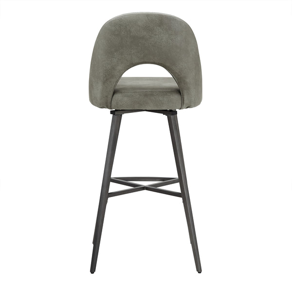 Kryston Swivel Barstools Set of 2 Upholstered Mid-century Iron Legs Kitchen Seating