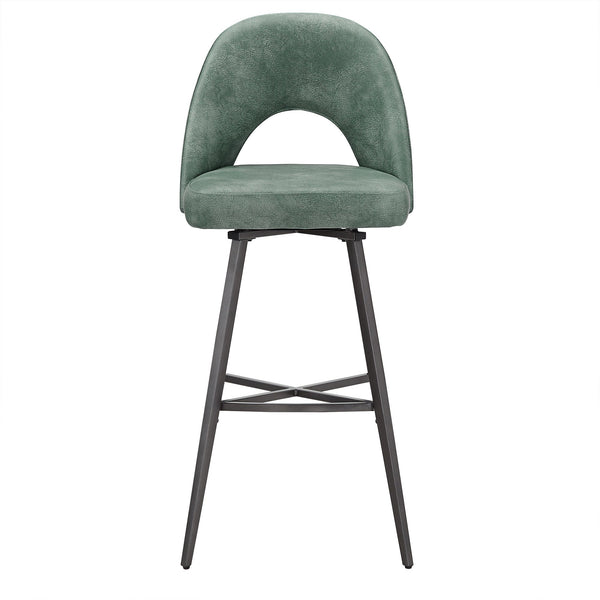 Kryston Swivel Barstools Set of 2 Upholstered Mid-century Iron Legs Kitchen Seating