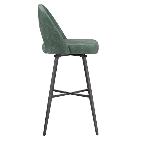 Kryston Swivel Barstools Set of 2 Upholstered Mid-century Iron Legs Kitchen Seating
