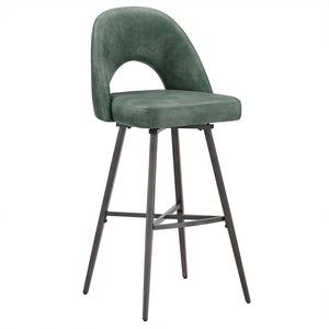 Kryston Swivel Barstools Set of 2 Upholstered Mid-century Iron Legs Kitchen Seating