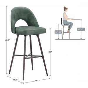 Kryston Swivel Barstools Set of 2 Upholstered Mid-century Iron Legs Kitchen Seating