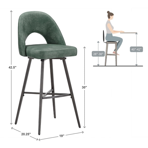 Kryston Swivel Barstools Set of 2 Upholstered Mid-century Iron Legs Kitchen Seating