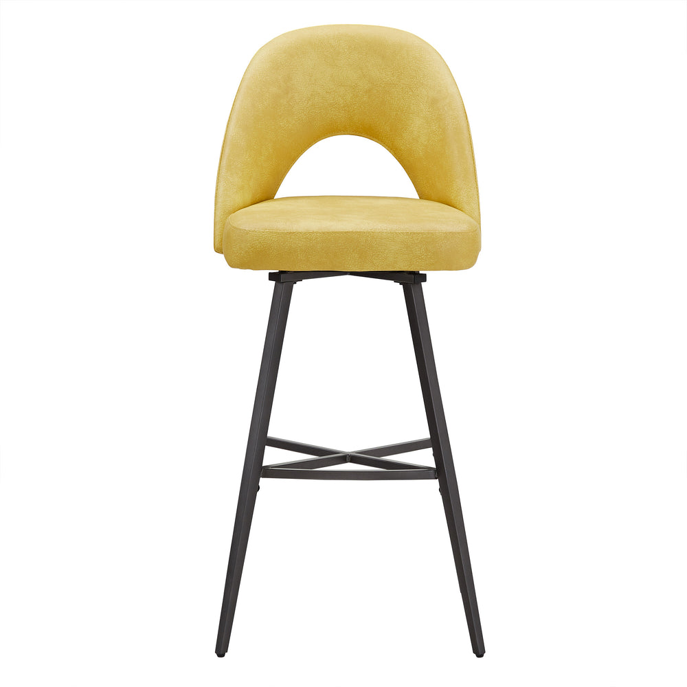 Homelegance Kryston Swivel Barstools Set of 2 Upholstered Mid-century Iron Legs Kitchen Seating Yellow / Grey 634SW-29YPU
