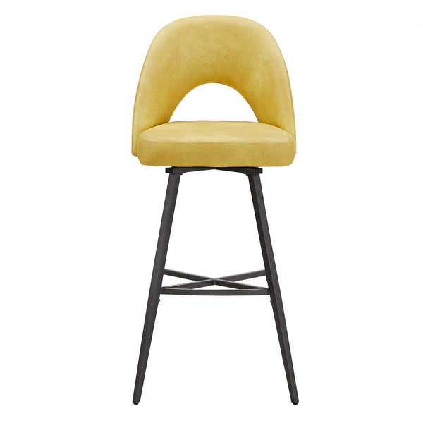 Homelegance Kryston Swivel Barstools Set of 2 Upholstered Mid-century Iron Legs Kitchen Seating Yellow / Grey 634SW-29YPU