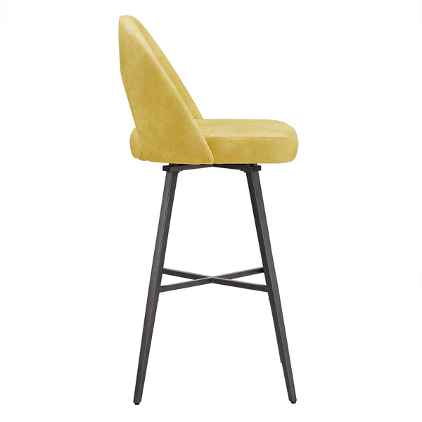 Kryston Swivel Barstools Set of 2 Upholstered Mid-century Iron Legs Kitchen Seating