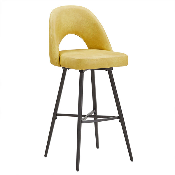 Kryston Swivel Barstools Set of 2 Upholstered Mid-century Iron Legs Kitchen Seating